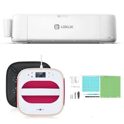 LOKLiK Vinyl Cutter Machine 2 Cut & Draw Vinyl Sign Cutting Plotter+ HTVRONT Heat Press Machine+ Cutting Mats