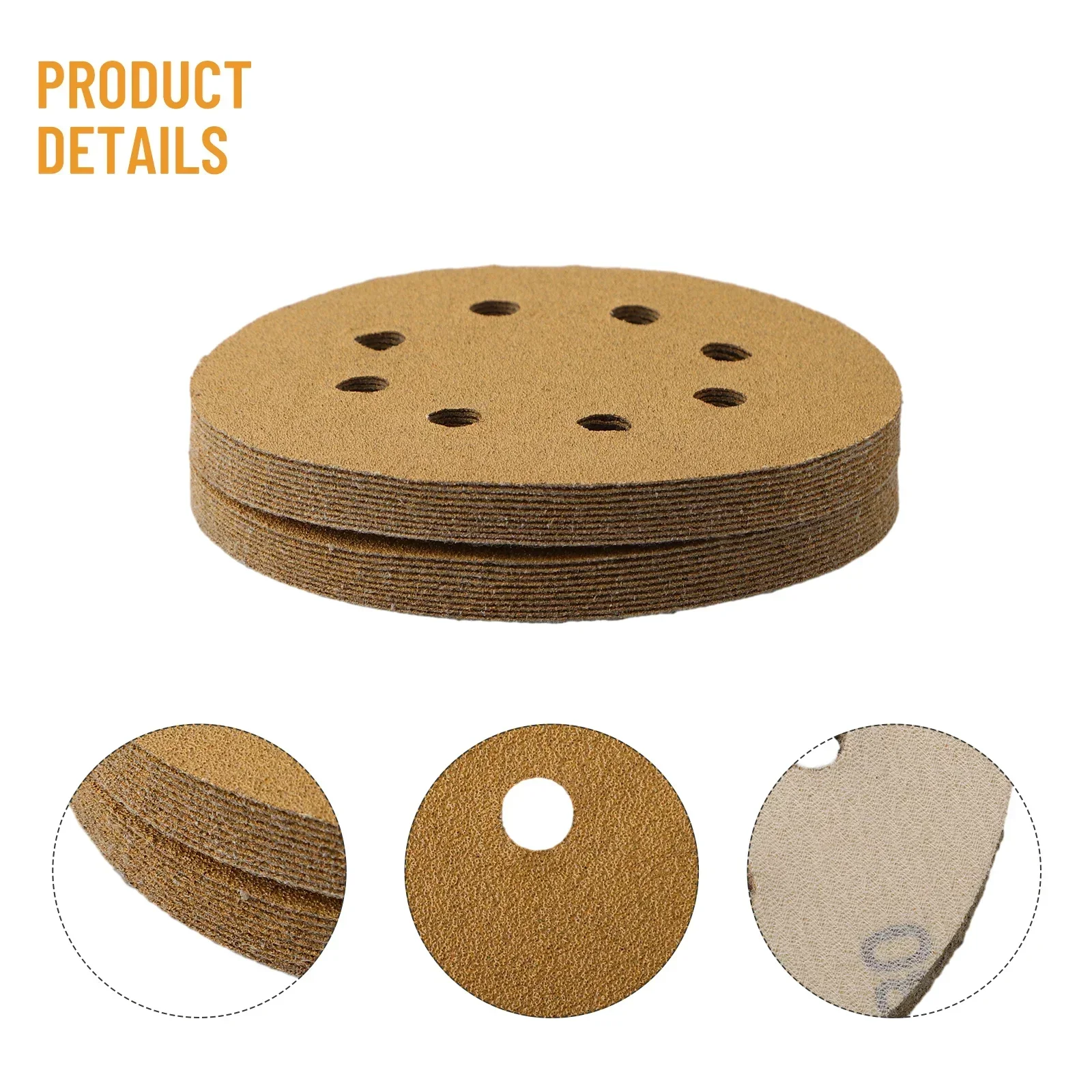 20 Pack 125mm Sandpaper Round Shape Sanding Discs Hooks Loops Sanding Paper Buffing Sheet Sandpaper 8 Hole Sander Polishing Pad