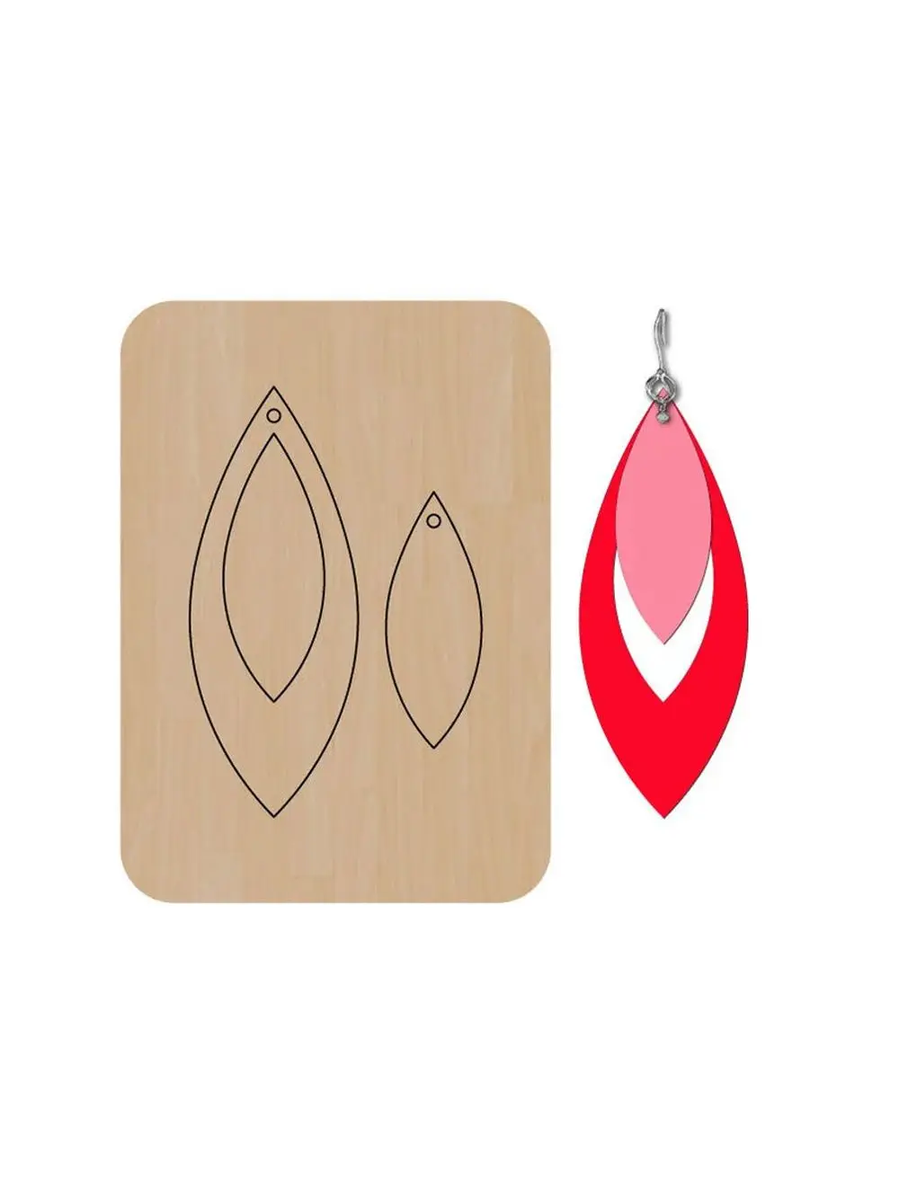 The Teardrop Earrings Cutting Dies Wooden Die Cut Scrapbooking for Leather, Suit for Common Leather Cutting, Big Shot Machine