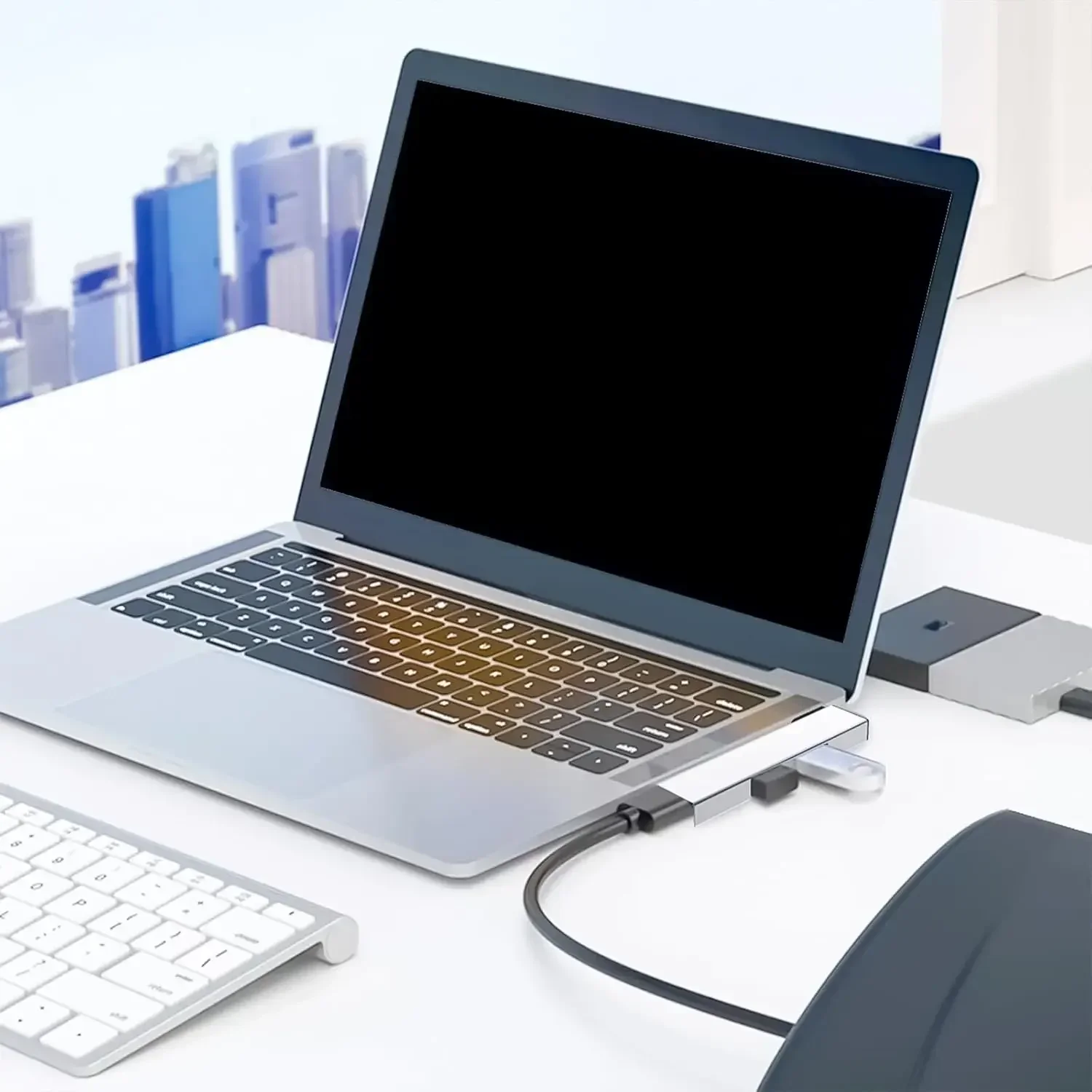 90 Degree USB Type C Hub Docking Station 4 Port Data Transfer Expander, Fast USB3.0 for PC Laptop C1FD