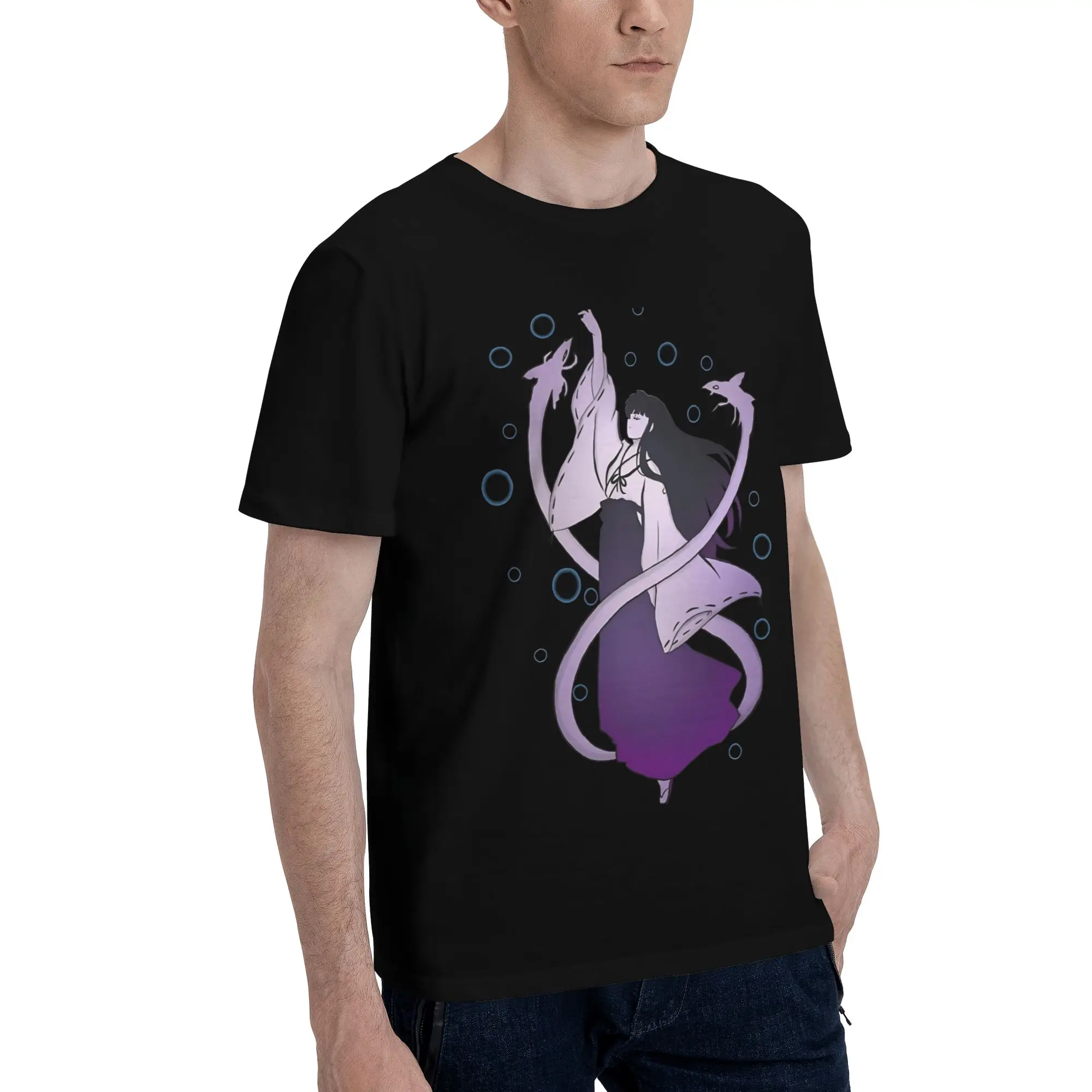 Scribble Tragic Lady  Funny Graphic 100% Cotton T-Shirt Bandai Inuyasha Tops Tees For Men
