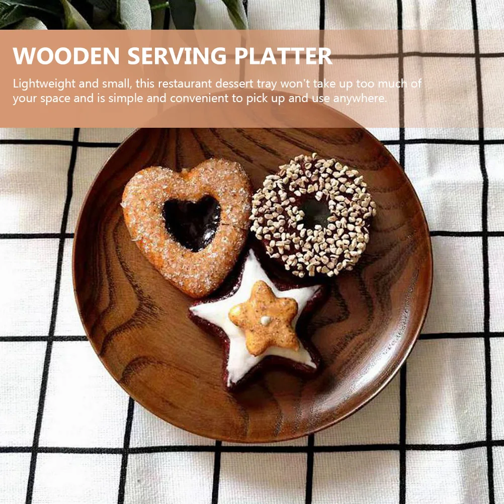 

Small Round Wood Serving Tray For Snacks Dessert Appetizers Fruit Nuts Cheese Charcuterie Board Pizza Plate Dinner Plates