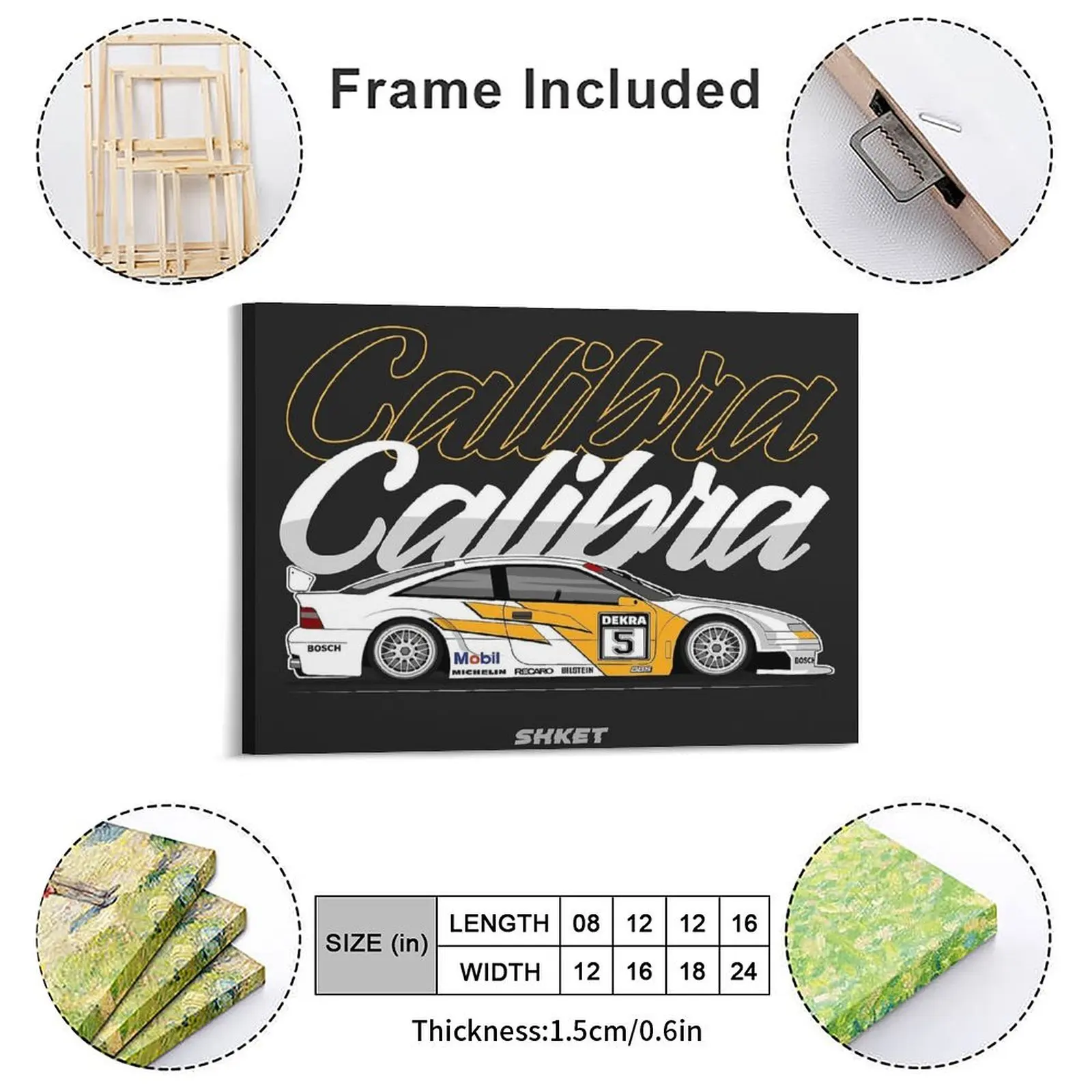Opel Calibra Dtm Race Car Canvas Painting Club Pub Garage Printing Wall Decor Race Car Framed Wall Painting