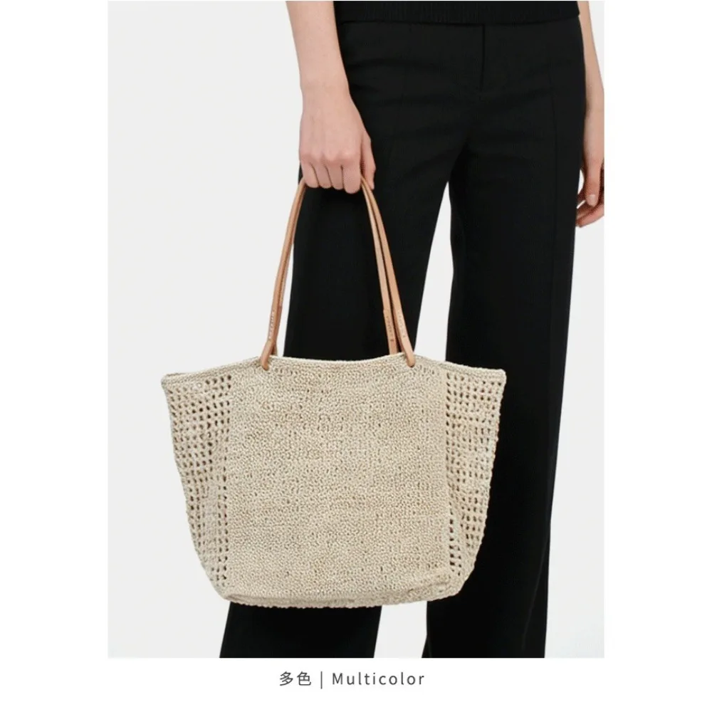 New Fashionable Hollow Holiday Beach Bag Summer Versatile Woven  Women's Large-capacity Shoulder Tote Bag Unique Texture