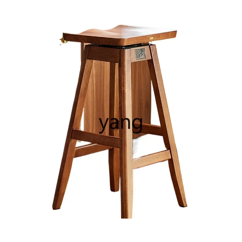 LTT light luxury solid wood rotating bar chair cafe hotel commercial high stool