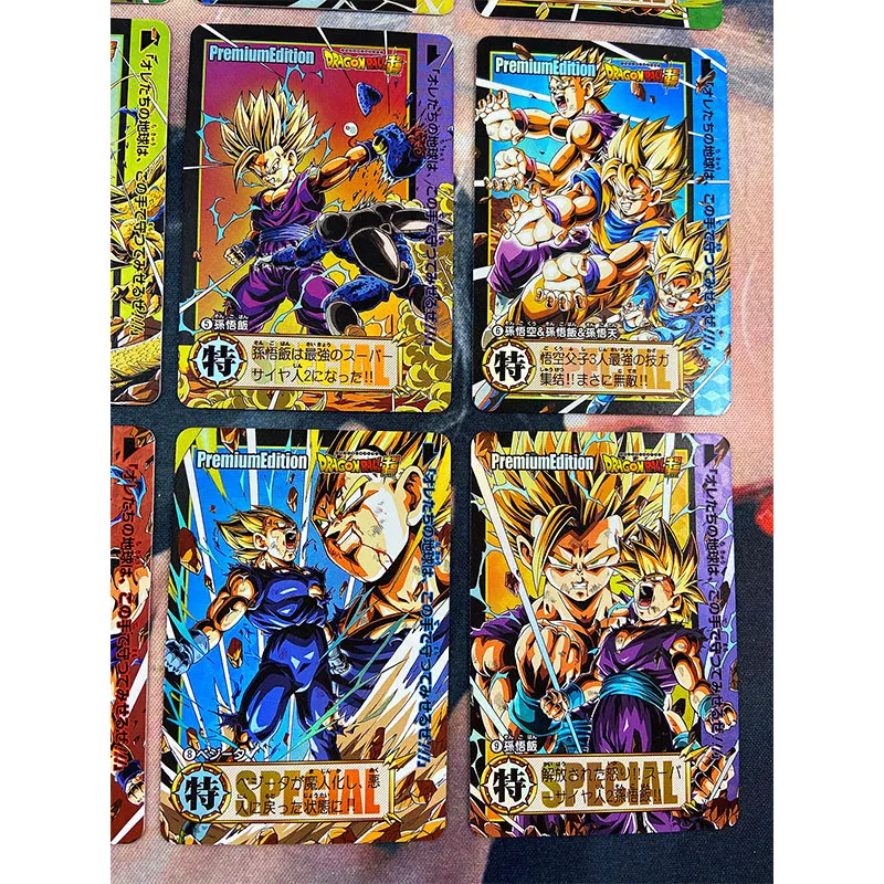 9Pcs/set Dragon Ball Super Son Goku Kakarotto DIY Homemade Bronzing Anime Collection Flash Card Christmas Birthday Gift Toys