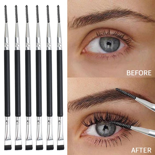 Imagen 2 del producto 1/10 Uds. Cepillo de elevación de permanente de pestañas de doble cabeza hoja plana en ángulo separador de pestañas extensión de pestañas herramientas de maquillaje