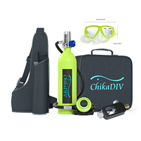 chikadiv 1L Diving Cylinder Kit with Diving Glasses and Scuba Adapter, for about 15 minutes of use at 10 meters underwater