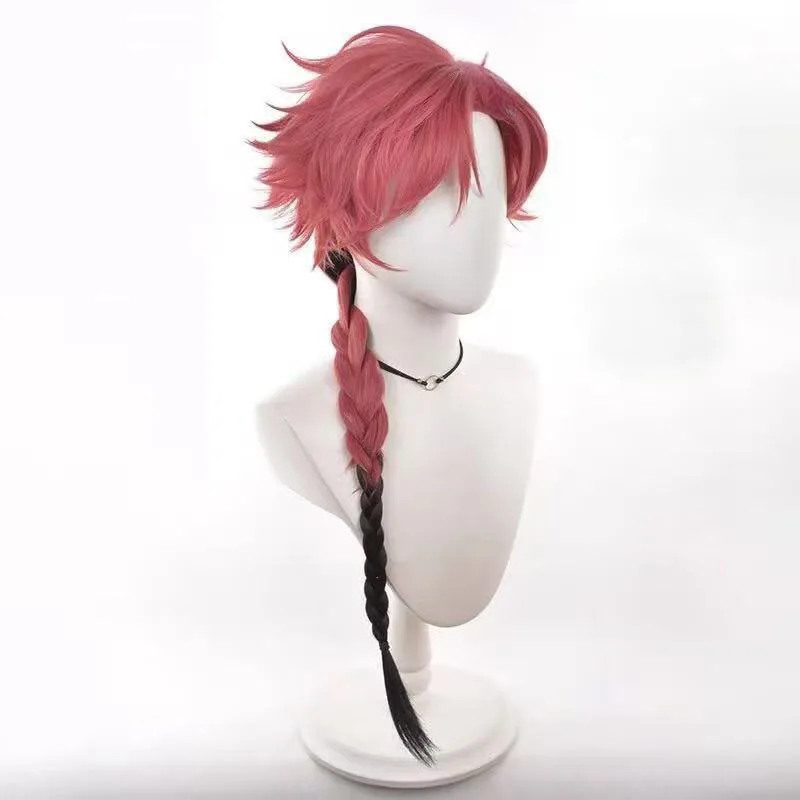1 pièce rose-noir dégradé pâte frite torsions tresse boucle inversée postiche courte ondulée-veine Anime personnage perruque