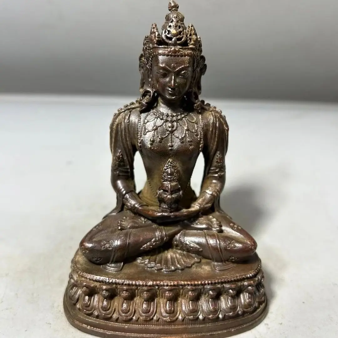

Antique alloy long-life Buddha-Tibetan household table small ornament