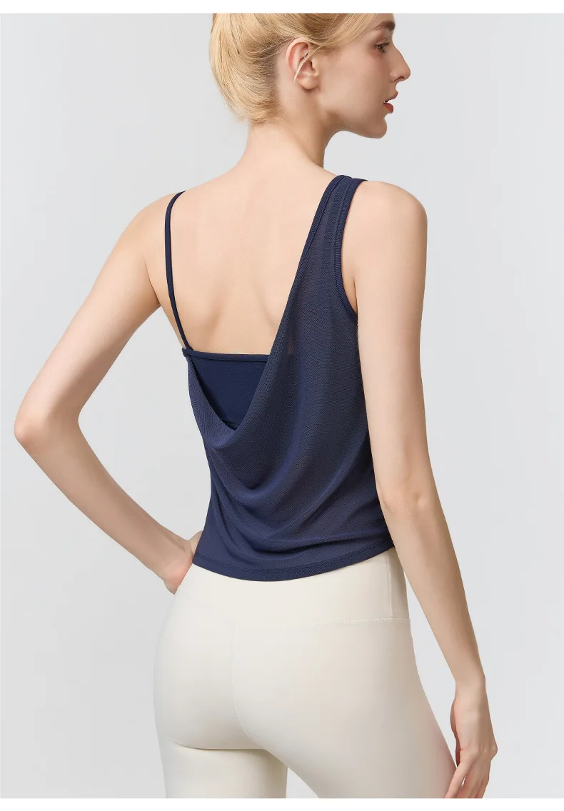 Sports Vest, Women's Sexy Mesh Back Top, Shock-absorbing Training Sports Vest for Outerwear