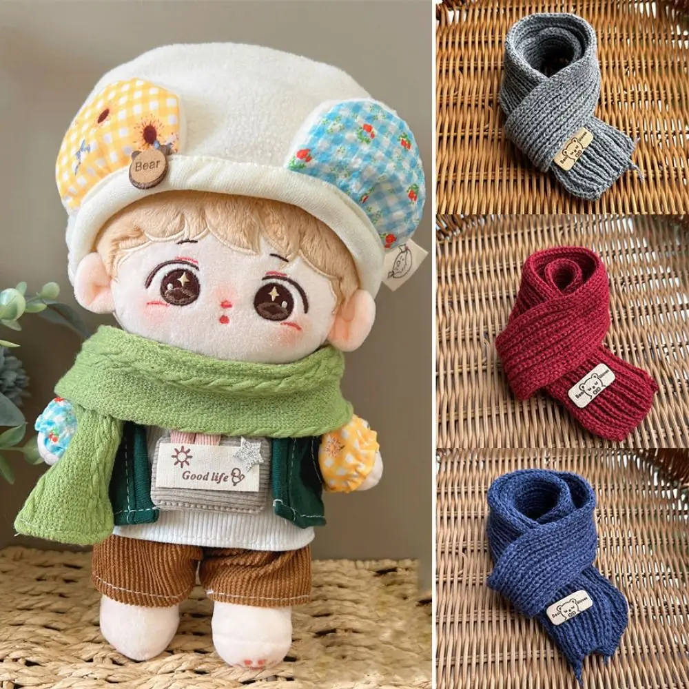 Fashion Multicolor Doll Scarf 20cm Cotton Doll Mini Knitted Scarf Little Bear Scarves Casual Wear Doll Accessories Kids Gift Toy