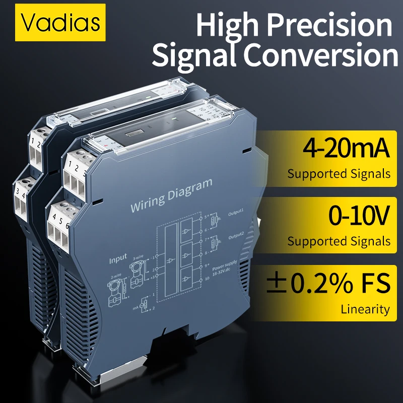 Signal Isolator 4-20mA/0-10V Analog Signal Isolator 0-10V 0-5V 0-10mA DC Signal Isolator DC24V Analog Signal Isolator