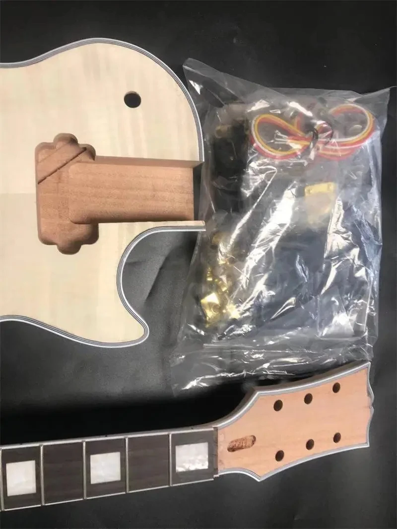 Best New DIY LP style Guitar Mahogany Body Unfinished Electric Guitar Kit all parts