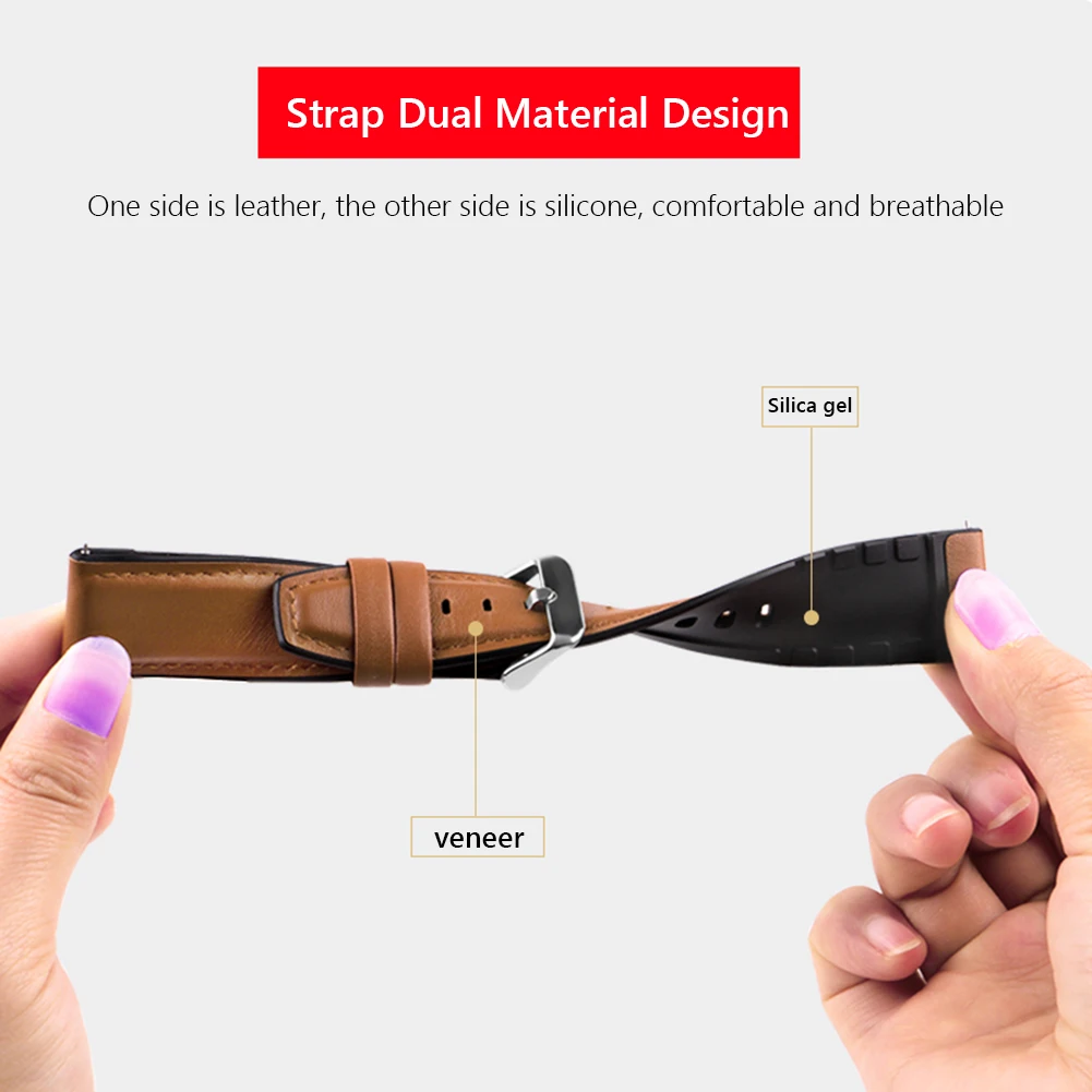 Leather Silicone Watch Band Waterproof Smartwatch Strap 22mm Breathable Smart Watch Band Quick Release for Youpin Mibro Watch X1