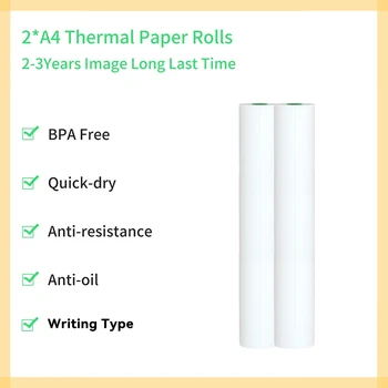 A4 빠른 건조 쓰기 감열지, 2 롤, 2-3 년 이미지, BPA 프리, 방수 방지, 내유성 주변 용지 