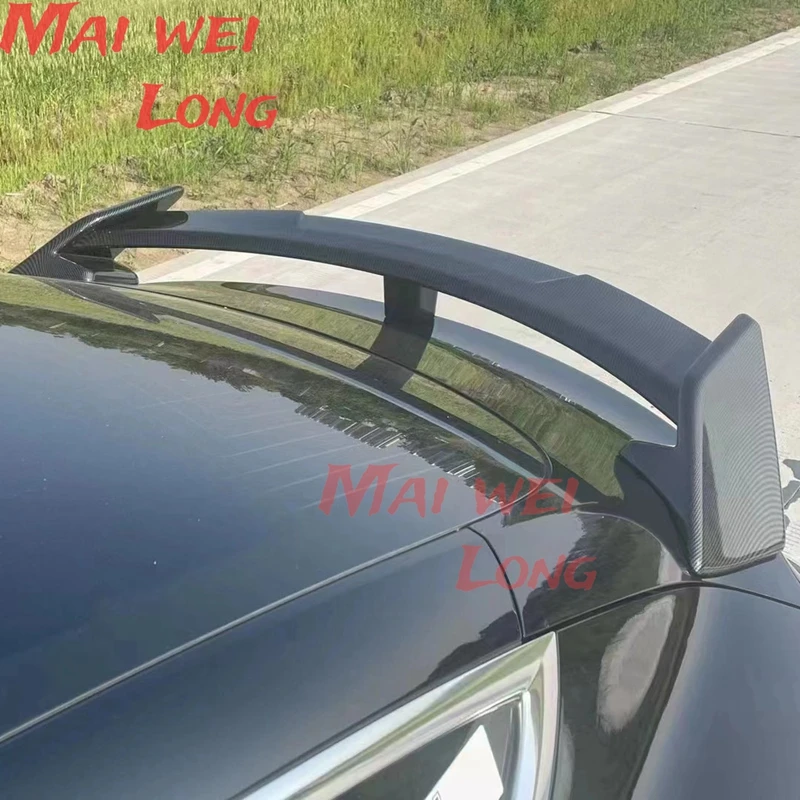 Rear Trunk Lid Car Wings Ducktail Lip Spoiler For 2021 2022 2023 Tesla Model Y Black Carbon Printing Exterior Tuning Accessories