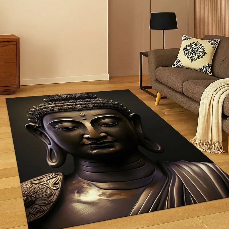 Buddha Shakyamuni Faith Cartoon Carpet Rug for Bedroom Living Room Sofa Playroom Doormat Home Decor,Kid Game Area Rug Non-slip