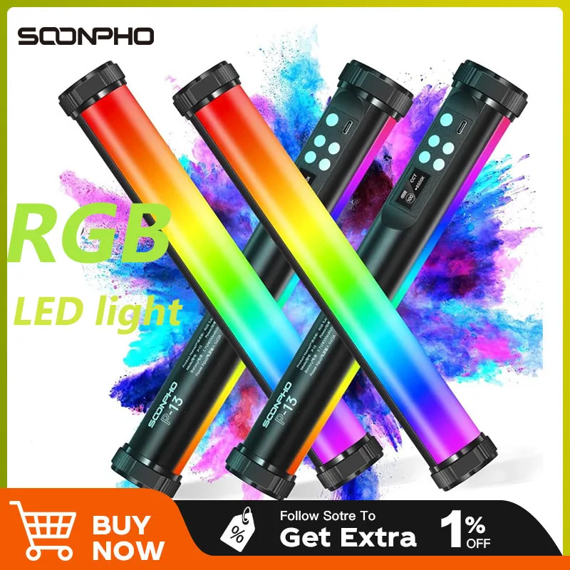 soonphoポータブルrgbビデオライト4000mah写真ビデオ撮影セルフィー照明youtubeビデオ撮影用フィルライト