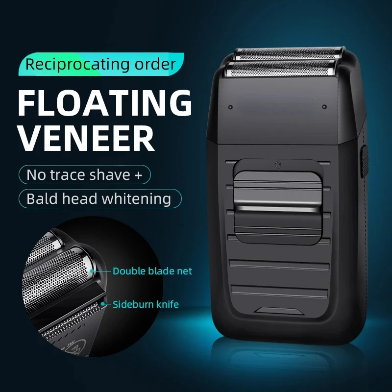 Akumulatorowa golarka akumulatorowa dla mężczyzn podwójne ostrze maszynka do golenia brody pielęgnacja twarzy wielofunkcyjny mocny trymer KM-1102 Vgr T