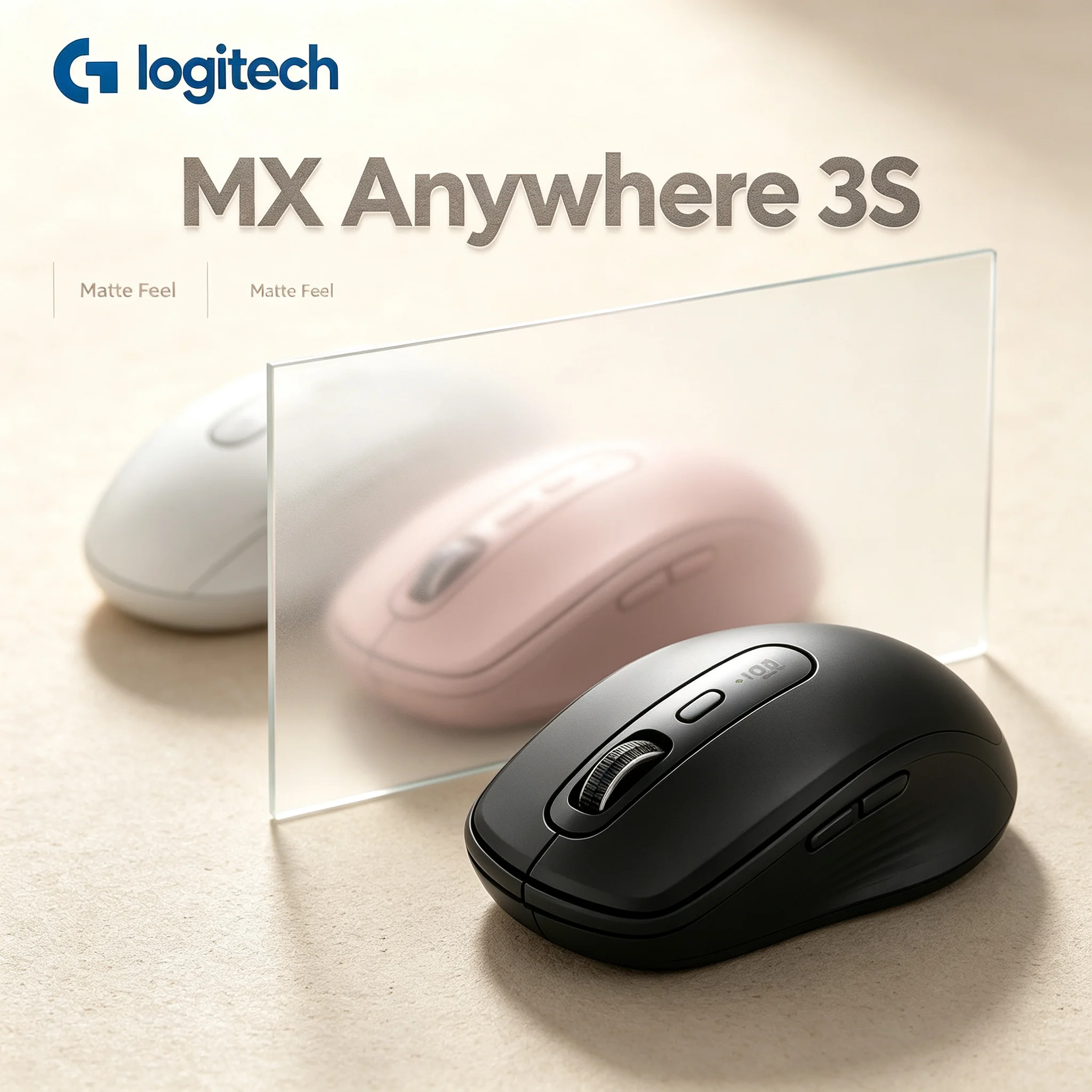 Lightweight Logitech MX Anywhere 3S Wireless Bluetooth Mouse Portable Travel Mice for PC Mac