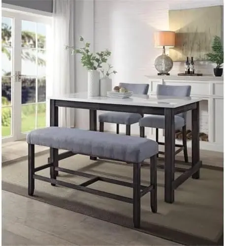 Transitional Counter Height Bench, 48