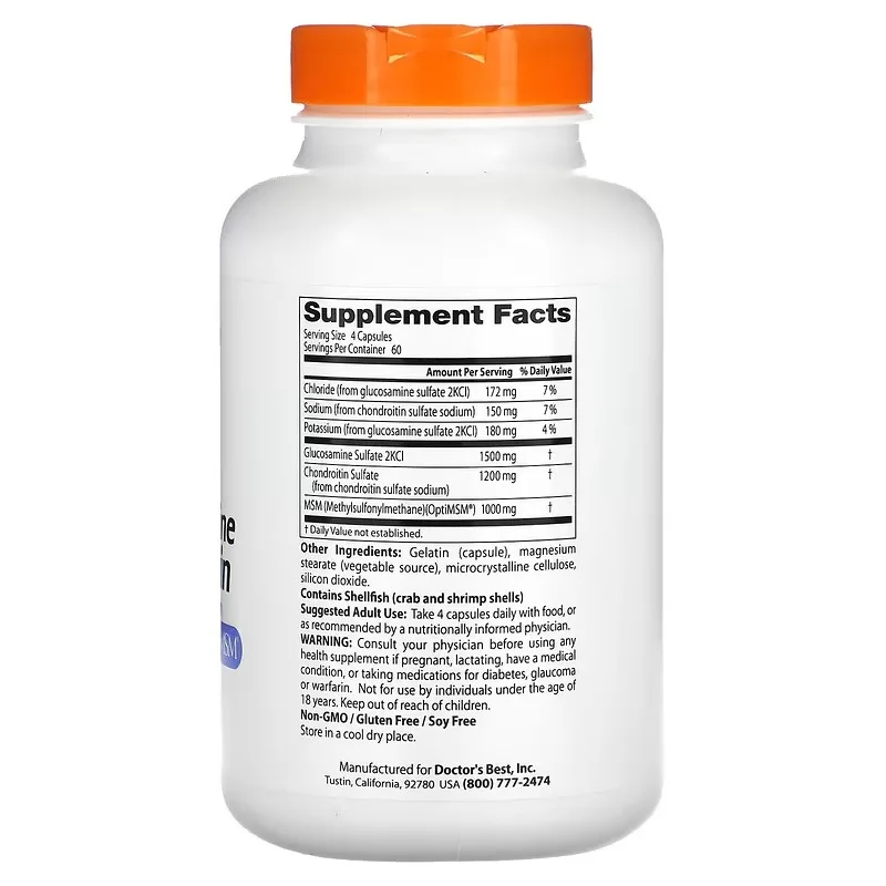 Glucosamine Chondroitin MSM Joint Lubricant Supplement 240 Tablets Per Bottle Supports Healthy Joints