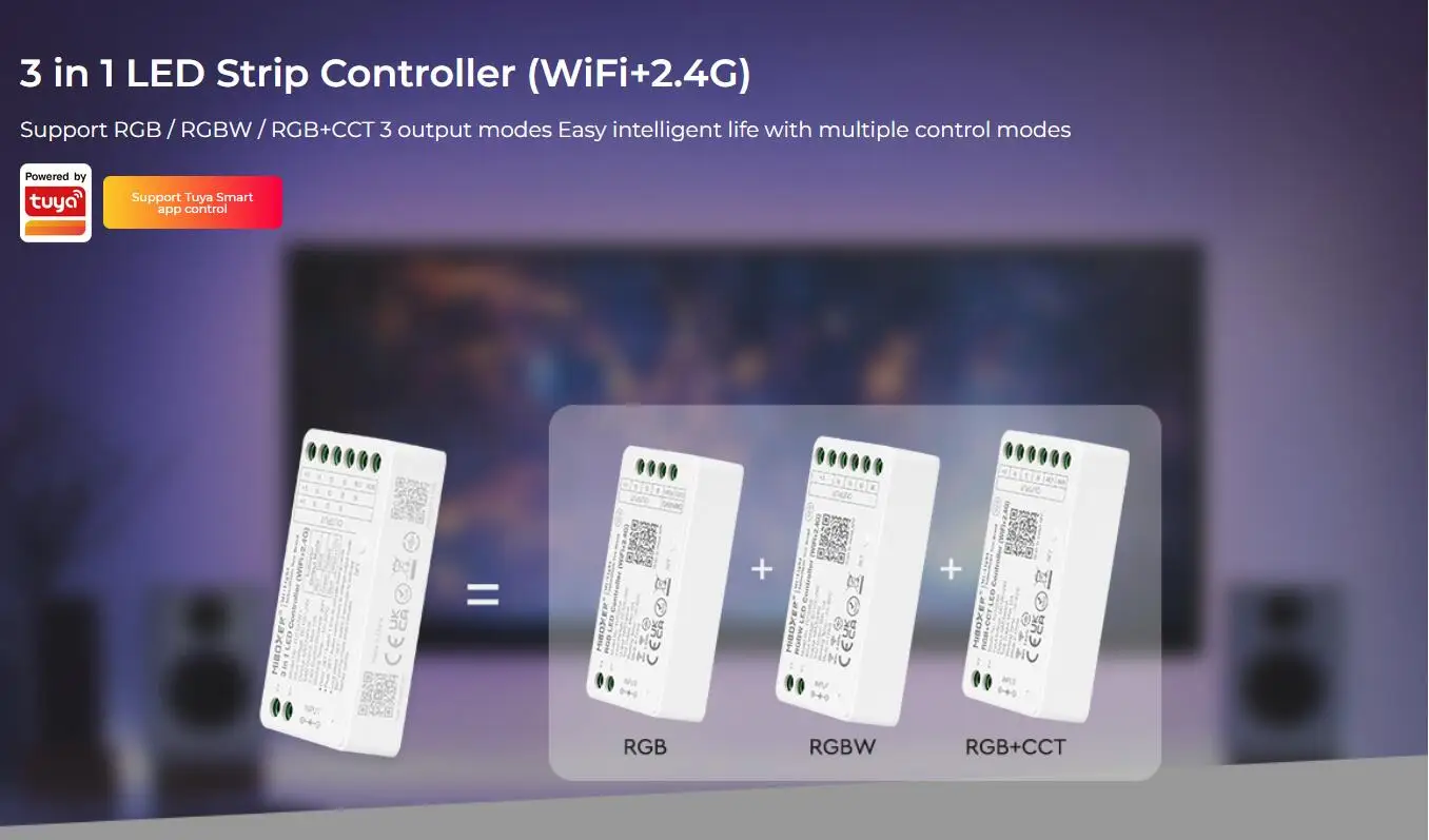 Miboxer WiFi+2.4G LED Controller Single Color Dual White RGB RGBW RGB+CCT SW2 SW5 WL5 Tuya Music APP Voice Control