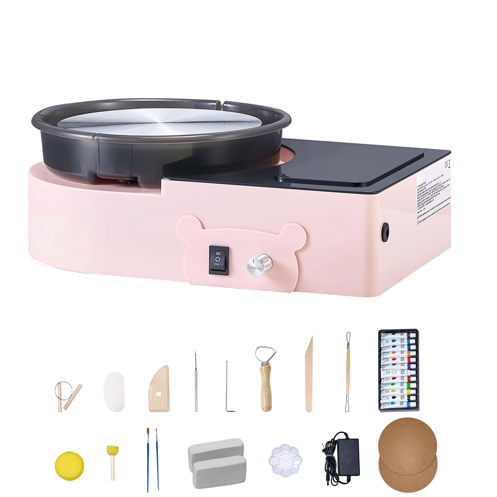 SucceBuy Mini Pottery Wheel 6 in Turntable Forward Reverse Rotation Adjustable Speed Electric Clay Wheel w/ Shaping Tool for DIY