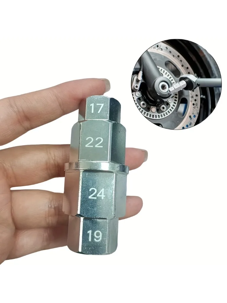 1pc Motorcycle Hex Key Socket Wrench, 17/19/22/24mm Front Wheel Spindle Removal Tool, Hexagonal Design