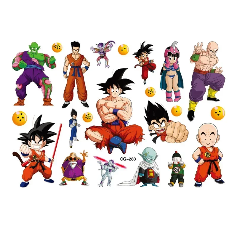 Anime Dragon Ball Tattoo Stickers Cartoon Son Goku Vegeta Super Saiyan Figure Sticker Kids Girls Birthday Gift