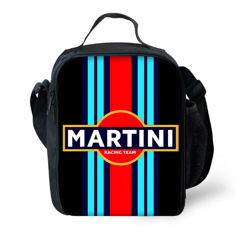 Racing Martini Stripe Kind isolierte Tasche mit großer Kapazität für Jungen, Mädchen, Studenten, Picknick im Freien, wiederverwendbare Thermo-Kühlbox, Lunchbox