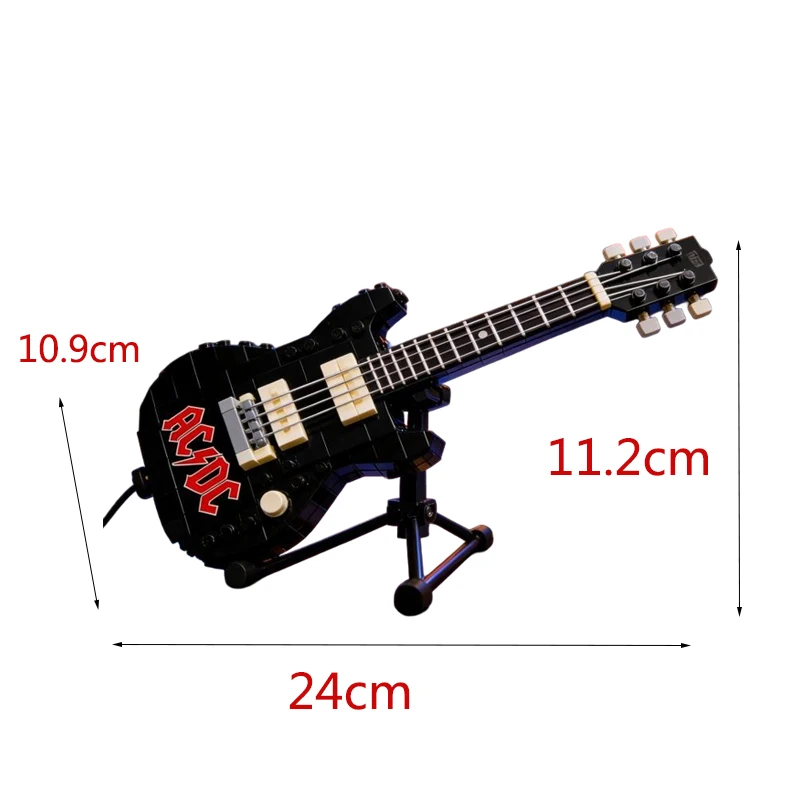 Building Block Guitar Model Assembling Ornament Rock Band ACDC Iron Maiden Creative Toys Puzzle Construction Set Blocks 14+y view 6