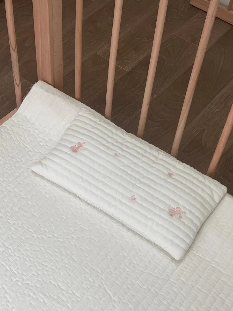1 قطعة وسادة الطفل الأبيض التطريز القطن تنفس وسادة مسطحة الوليد وسادة رياض الأطفال قيلولة وسادة مناسبة للاستخدام اليومي #3
