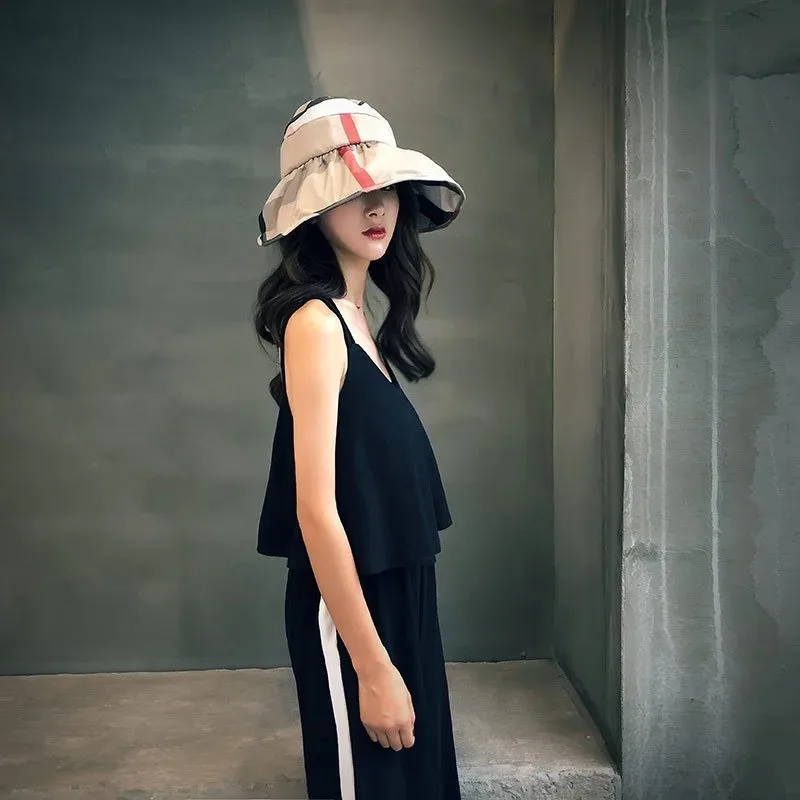 Sun Hat Women's Summer Korean Version Sun Protection Hat Empty Top Sun Hat Face Cover Outside The Beach Folding Sun Hat