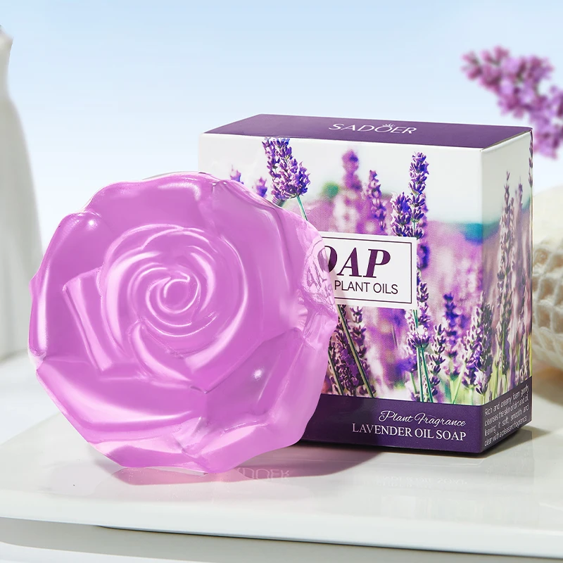 SADOER Lavender Facial Soap Face Wash Foam Facial Cleanser Whitening Moisturizing Anti Wrinkle Acne Body Bathing Soap