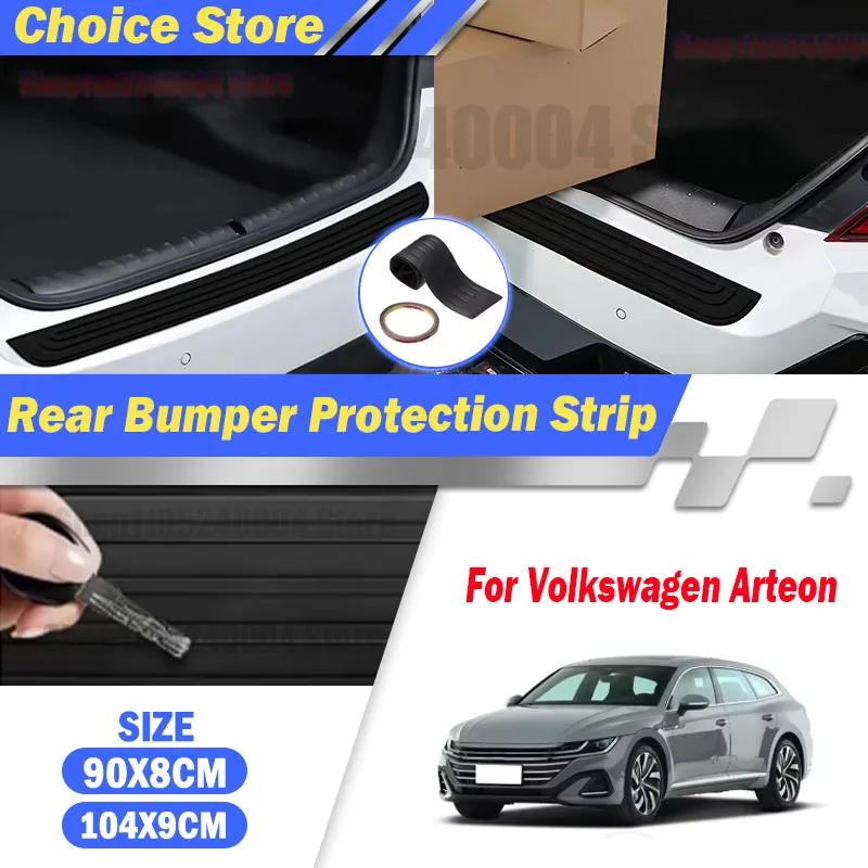 For Volkswagen Arteon Car Trunk Sill Anti-Scratch Guard Strip Rear Bumper Rubber Protector Decorative Cover Sticker