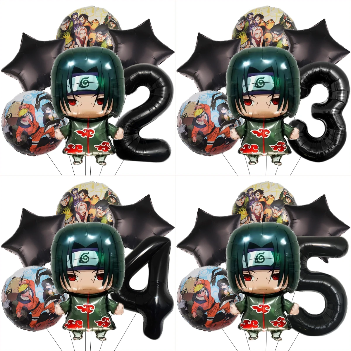 6 uds Naruto globos de cumpleaños de dibujos animados 32 pulgadas número Uzumaki Naruto Uchiha Itachi decoración de fiesta de cumpleaños para niños conjunto de globos de aluminio