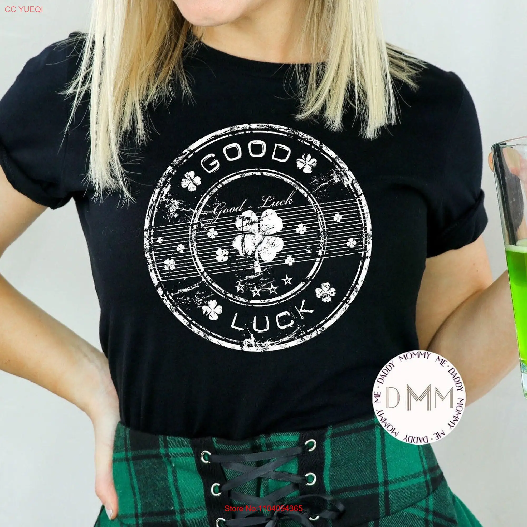 Good Luck T Shirt St Patricks Day Women Pattys Lucky Four Leaf Clover Saint long or short sleeves