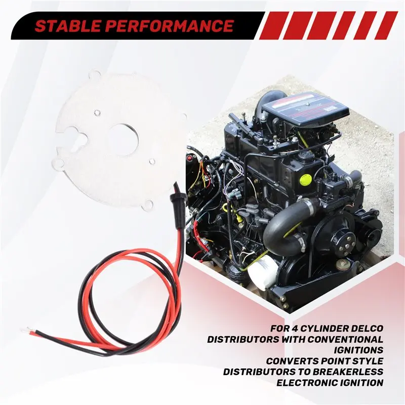 AT92-For Pertronix 1146A Delco 4 Cyl (Cw) Cylinder Electronic Conversion Ignitor Kit For Mercruiser 110, 120, 140, 165, 170