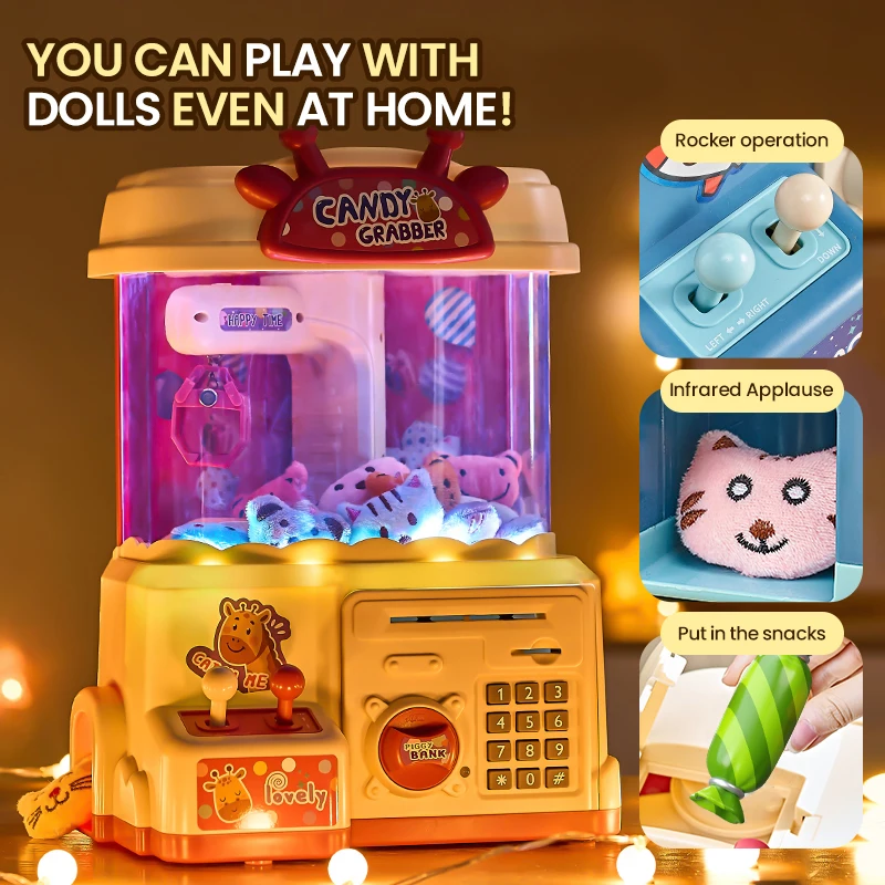 Grote Klauw Machine Vangst Mini Pluche Pop Snoep Kinderen Speelgoed Huis Speelpoppen Klauw Machine Arcade Kraan Spel Speelgoed Nieuwjaar Geschenken