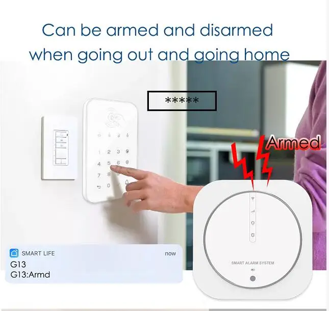 

Tuya Smartlife APP Remote Control GSM 2G+WIFI Burglar Alarm System Home Security PIR Motion Sensor Door Contact Detector