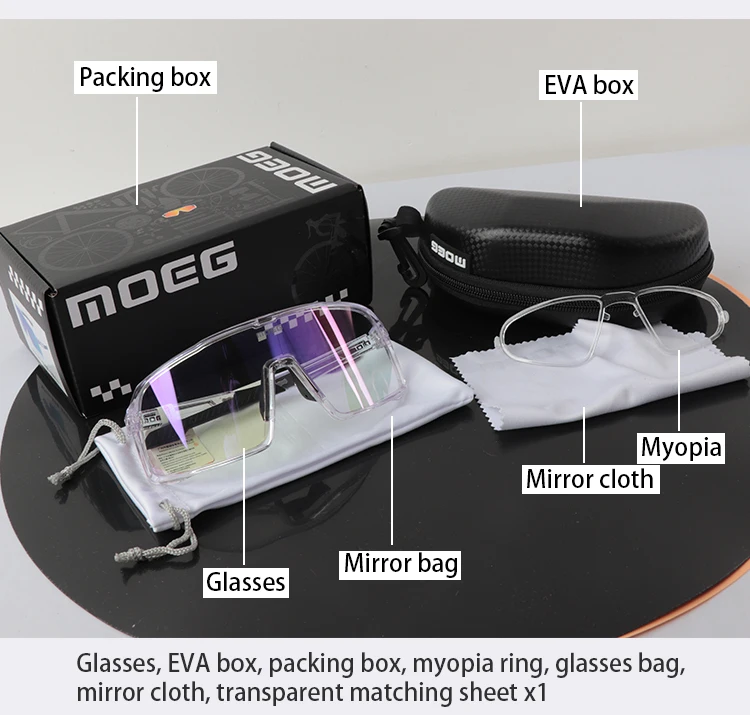 MOEG Light Purple Photochromic Trendy Lenses Cycling Glasses Custom Sport Eyewear Anti- UV Riding Biking Sunglasses