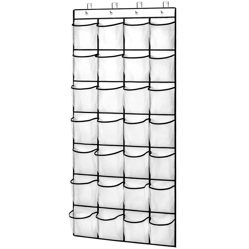 

1 Set 28-Grid Transparent Mesh Door Hanging Storage Bag Wall Hanging Organizer For Bedroom Closet Bathroom Over The Door Storage
