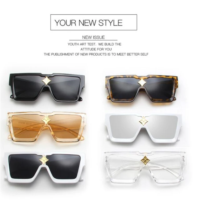 2022 New fashion sunglasses for women Personality large frame glasses UV400 Diamond-set conjoined sunshade mirror chameleon mirr