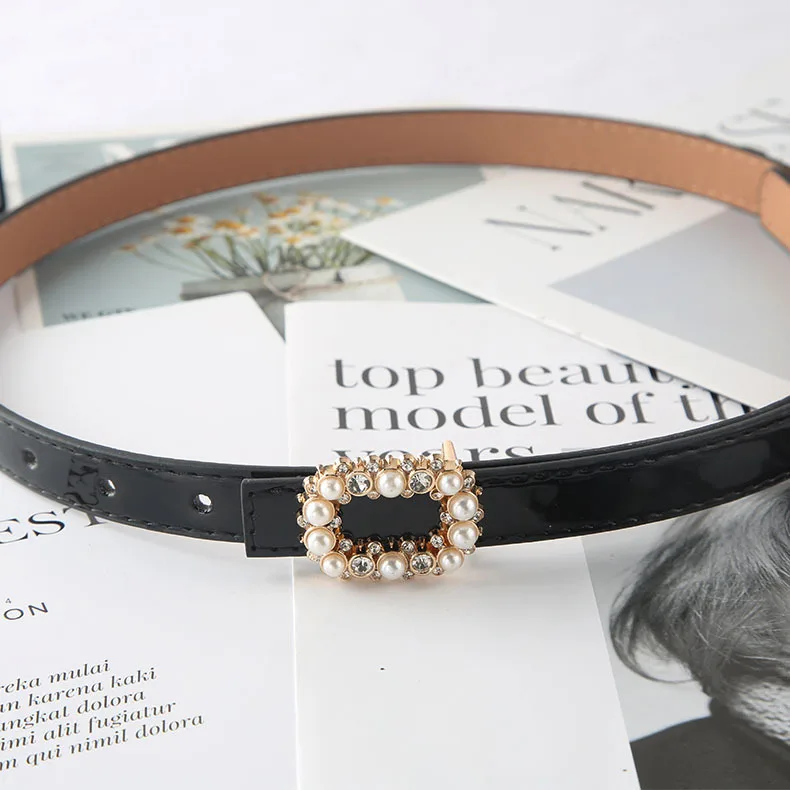 

Dress Belt Women's Pearl Rhinestone Decorated Small Belt Fashion Versatile Summer Skirt Waist Belt Women Belt