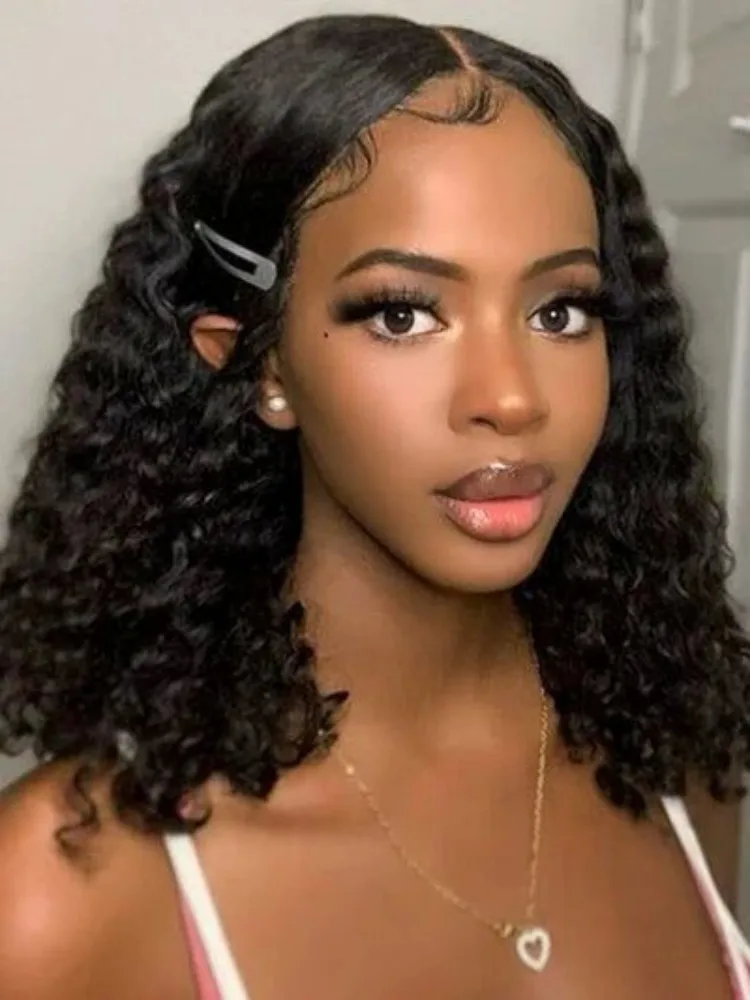 

Short Bob Wigs 4x4 Jerry Curly Bob Wig Human Hair 220% Density Deep Curly 100% Virgin Human Hair for Women Natural Hair