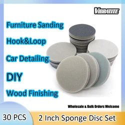30Pcs 2 Inch 50MM Sponge Sanding Disc Kit Wet&Dry Sanding Sponge Hook and Loop 300-3000 Grit for Car Polishing and Grinding