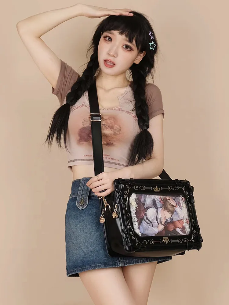 Original Design Photo Frame Pain Bag Shoulder Crossbody Bag for Girls Retro Square Transparent Commuting Bag Daily Matching