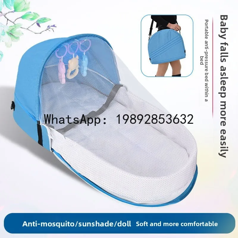سرير أطفال مريح قابل للطي ومضاد للضغط، سرير سفر للأطفال حديثي الولادة #2